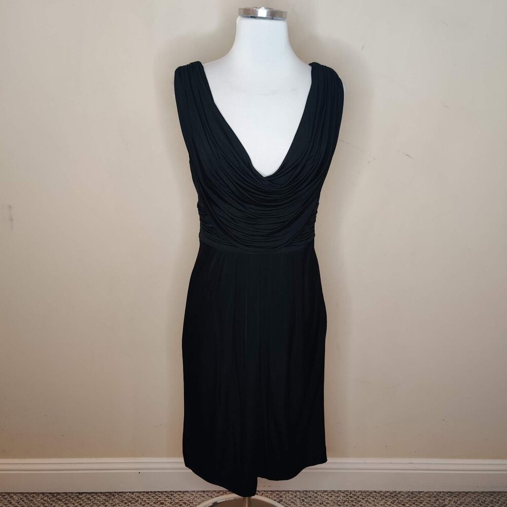 Anne Klein‎ Sleeveless Dress Pleated Stretch Jersey Draped Neck